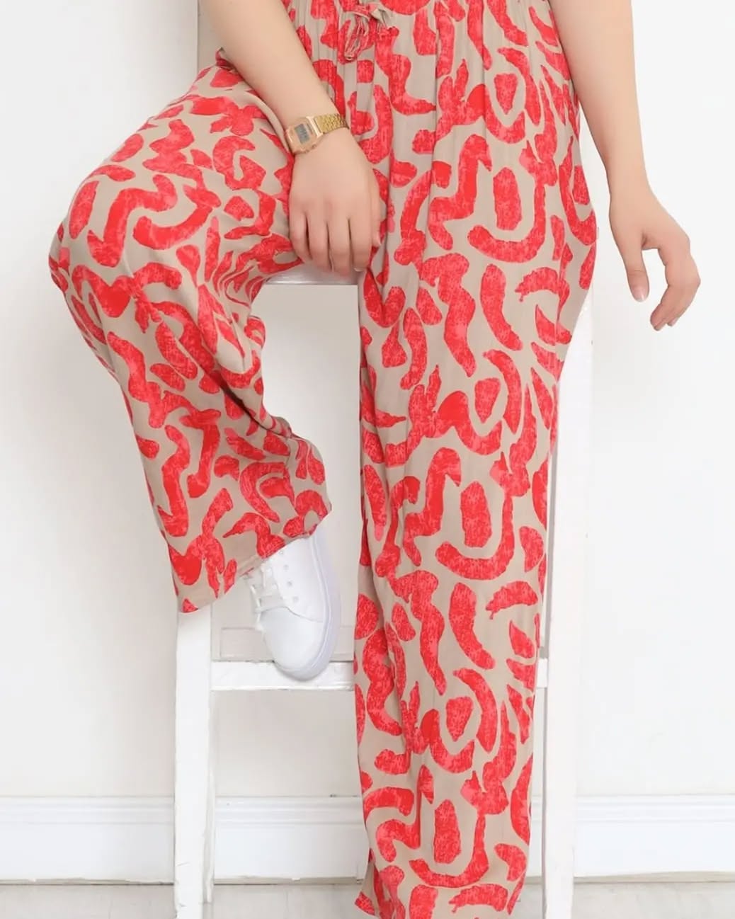 Desenli Viskon Pantolon - 2