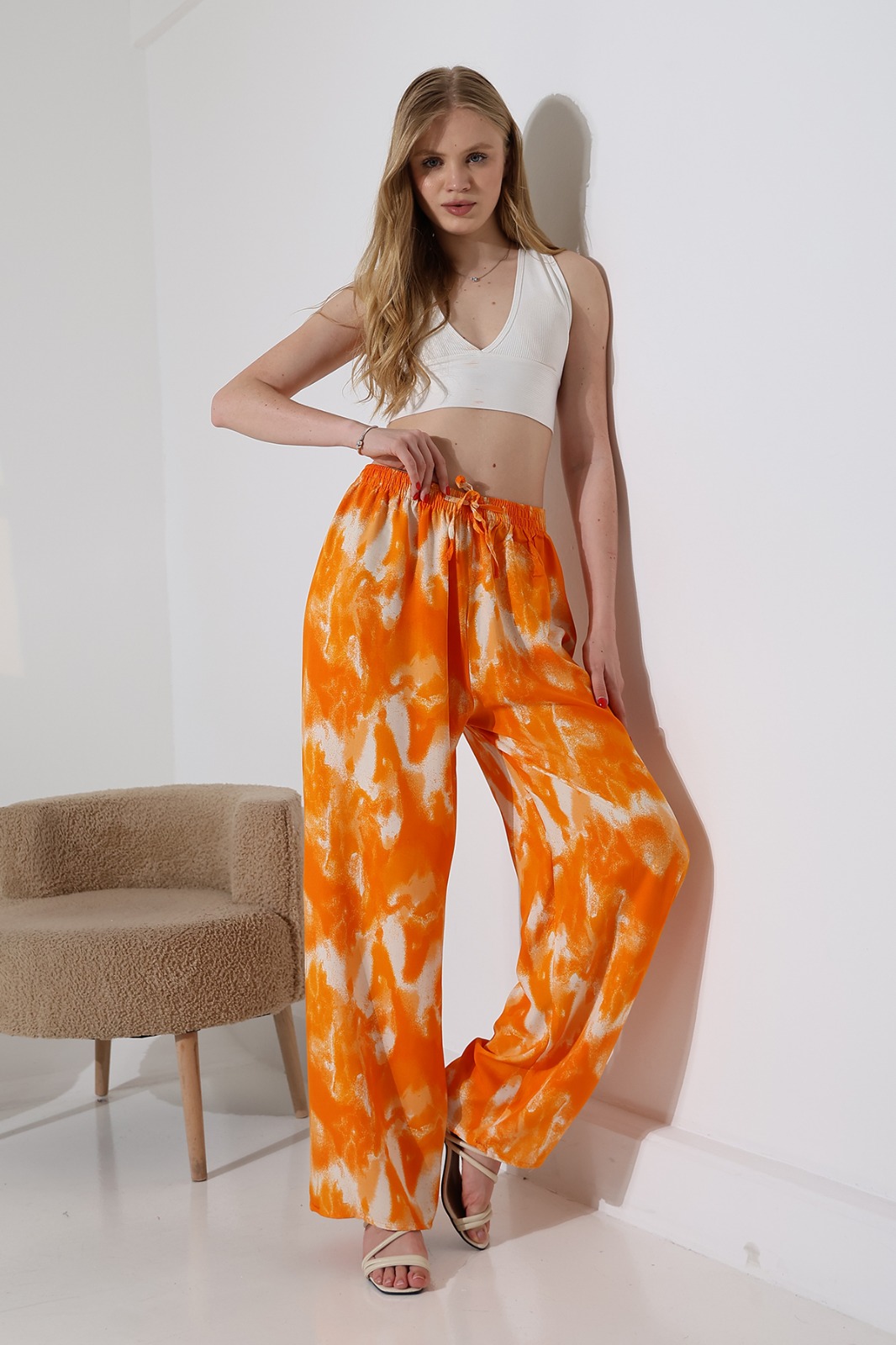 Çok Renkli Viskon Pantolon - 2