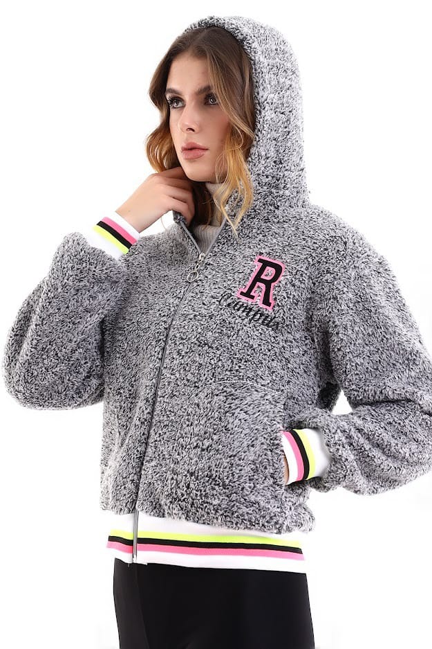 Kolej Ceket Tarzı Gri Welsoft Kapüşonlu Mont