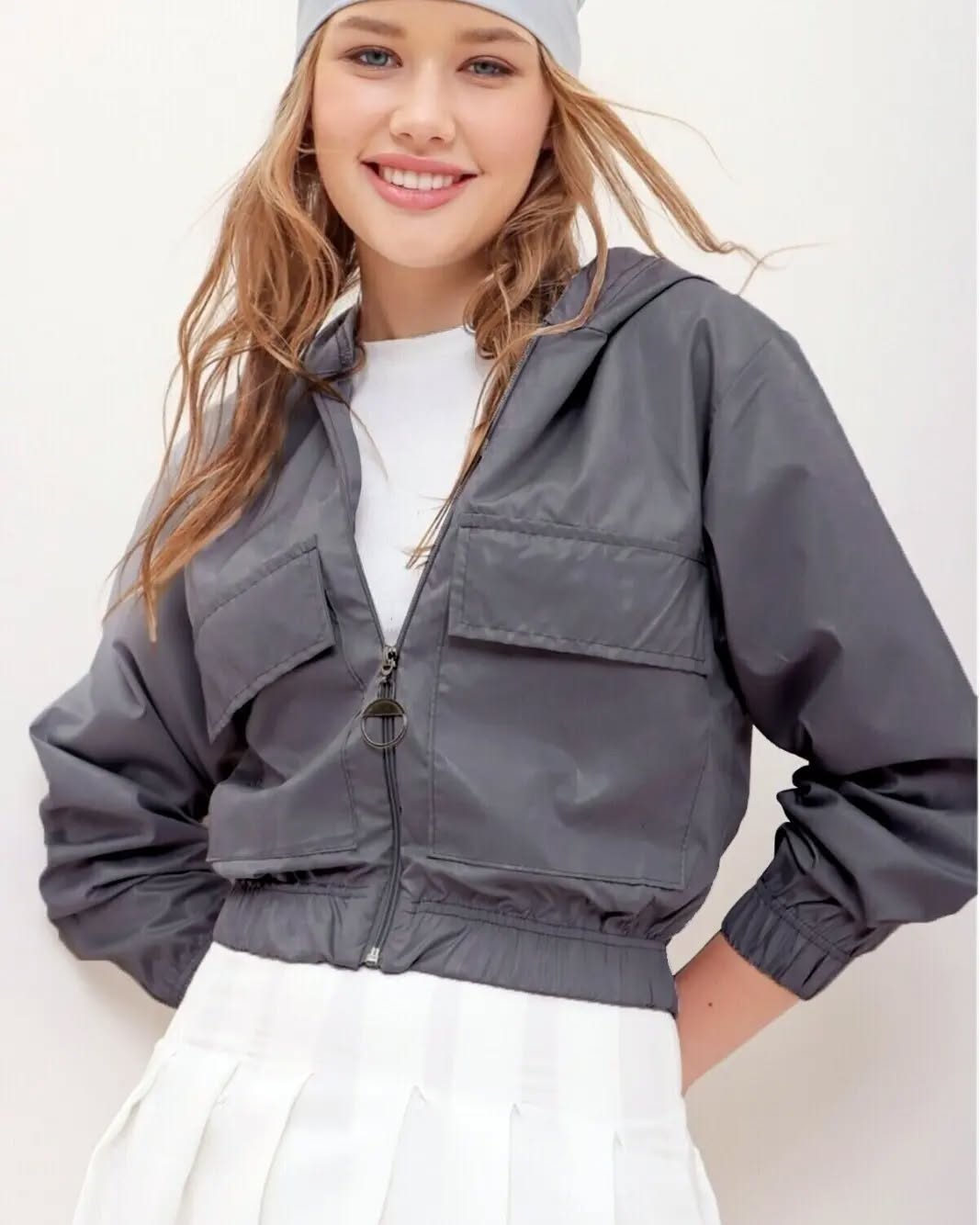 Koyu Gri Polyester Yağmurluk